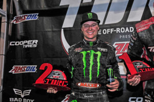 CJ Greaves celebrates his 2nd place Pro2 finish at Chicagoland's Route 66 Raceway.