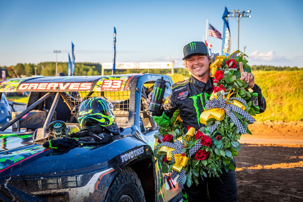 CJ Greaves celebrates his 3rd FCP Community Cup race win in a row